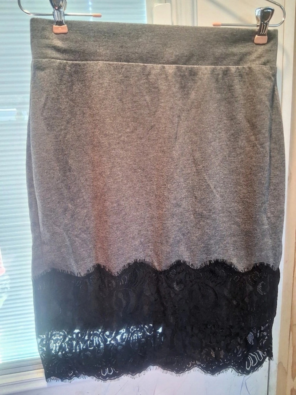 Maurices Lace Trim Mini Skirt in Gray & Black Size Medium
